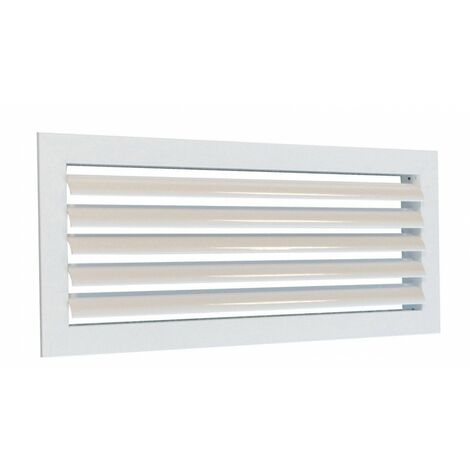 Atlantic – Grille aération VMC 400x150 mm – Aluminium laqué blanc – Fixation par vis ou clips – Ailettes mobiles pour soufflage d'air (1/2)