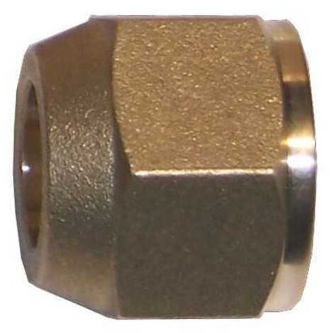 Plombservice – Ecrou cylindrique flare 3/8'' – Filetage métrique pas standard – Pour tuyaux climatisation – Ø A : 3/8'' – Ø B : 3/8'' – C : 22mm