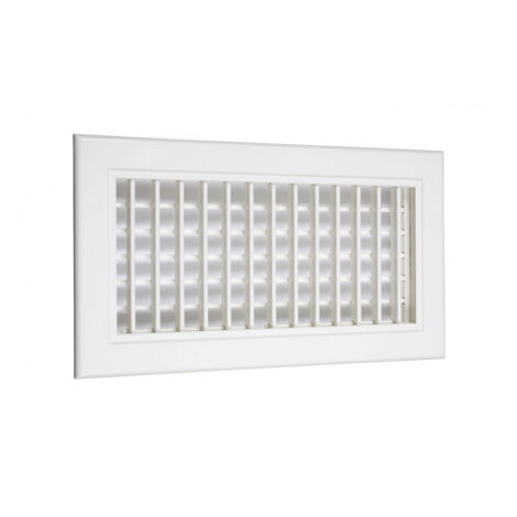 Atlantic – Grille aération VMC murale double déflexion ABS 400x150 – Fixation par clips à friction – Coloris RAL 9010 (1/3)