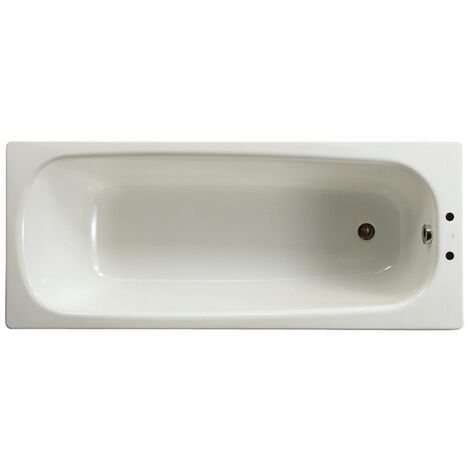 Roca – Baignoire en acier Contesa 160x70 – Pré-percée 2 trous – Sans pieds – Longueur 160 cm – Largeur 70 cm – Hauteur 40 cm – 180 litres