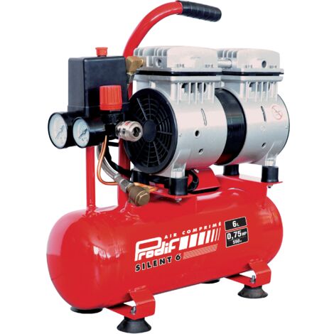 Prodif – Compresseur silencieux 6L SIL06J – 0,75 CV – Pression max 8 bar – Débit d'air 100 L/min – Conception sans huile 59 dB (1/2)