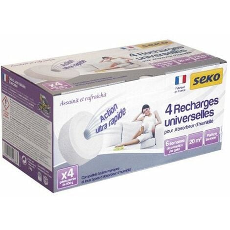 SEKO Recharges Galet pour absorbeur d'humidité 4x500g lavande - SODEPAC