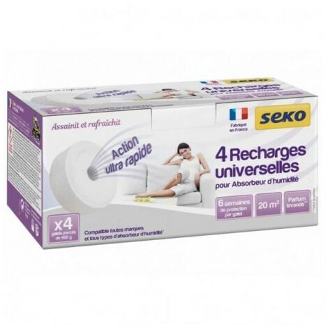 SEKO Recharges Galet pour absorbeur d'humidité 4x500g lavande - SODEPAC