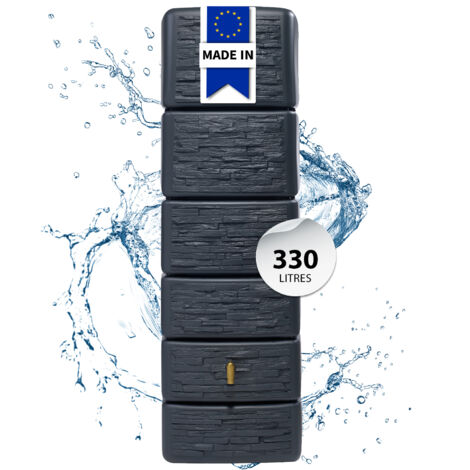 FP – Récupérateur d'eau de pluie mural 300l – Design compact aspect granit – Polyéthylène traité UV – Pour espaces restreints