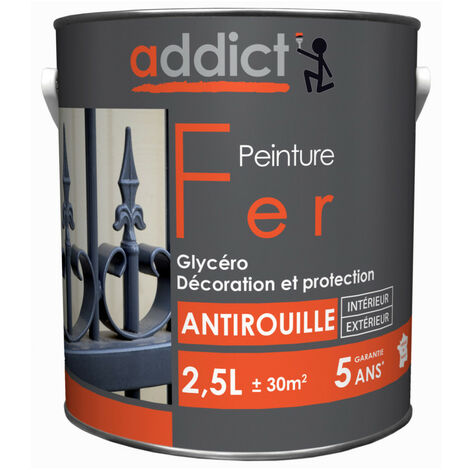 Peinture fer anti-rouille 2.5L oxyde rouge – Finition brillante pour extérieur – Protection durable contre la corrosion – Addict