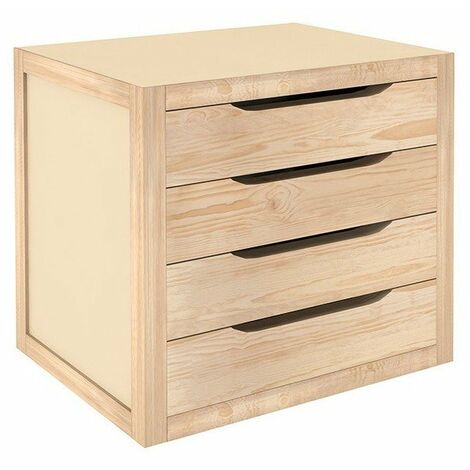 Commode 4 tiroirs en bois de pin massif – Dimensions compactes : 39x30x37,5 cm – Construction solide 16 mm – Certifiée PEFC – Astigarraga