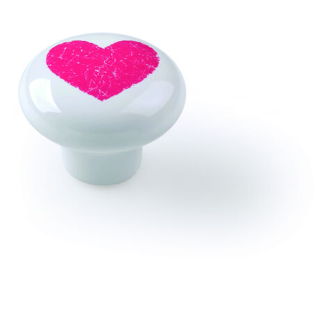 10 Bouton En Porcelaine D 40mm Blanc-coeur Rouge Ref 7-e831 04 - Rei (1/5)