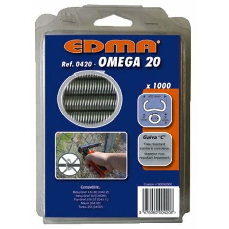 Agrafes Omega 20 Galva Gris Fixation Durable Et Discrète - Edma (1/5)