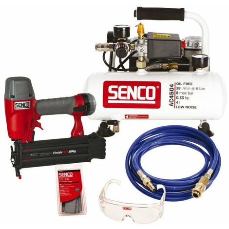 Pack cloueur FinishPro18Mg 230V – Compresseur portable SENCO AC4504 – Pression max 8 bar – Longueur clou 16-50mm – AFN0024KIT (1/8)
