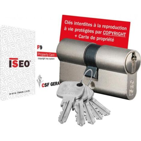 Cylindre Haute Surete 30x40f9 - 5 Cles Incopiables +carte (1/2)