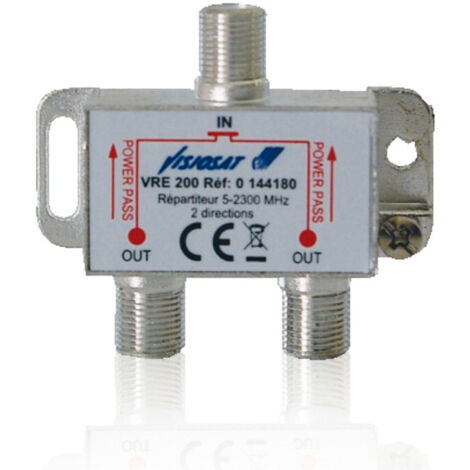 Cahors – Répartiteur TV 2 sorties – Connecteurs F – Splitter coaxial passif pour TNT et satellite – Faible atténuation et excellente isolation