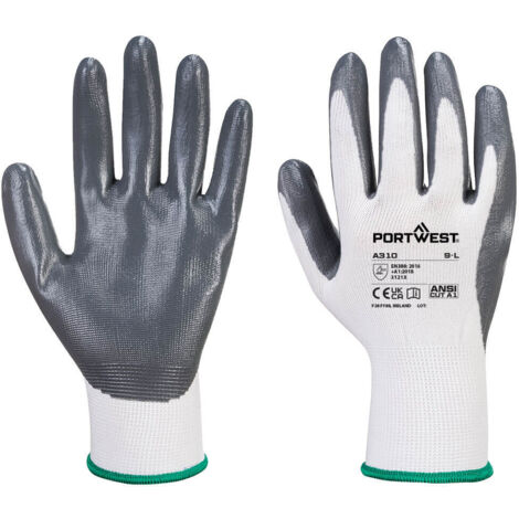 Gant Flexo Grip Enduit Nitrile  Couleur : Gris/blanc Taille M - Portwest
