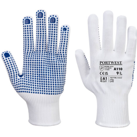 Gant Polka Picots Pvc Couleur : Blanc/bleu Taille L - Portwest