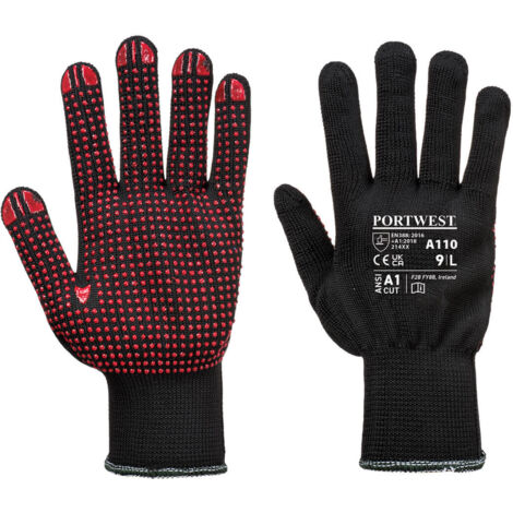 Gant Polka Picots Pvc Couleur : Noir Taille L - Portwest