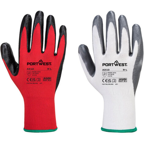 Gant Flexo Grip Enduit Nitrile  Couleur : Rouge/noir Taille S - Portwest