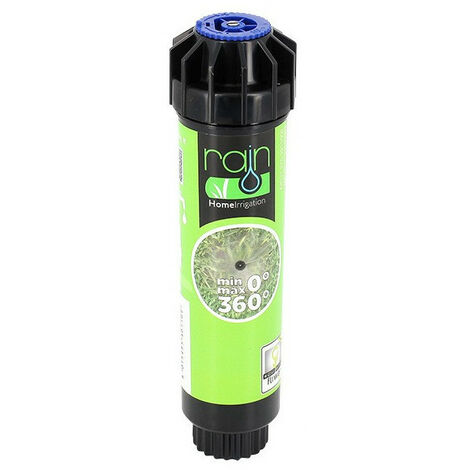 Arroseur à turbine 10cm – Portée réglable 2,00 à 3,10m – Hauteur d'émergence 10cm – Débit 1,7 à 10 l/min – Rain