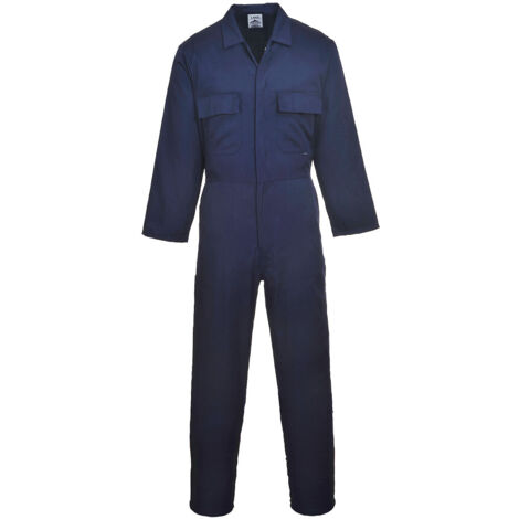 Portwest – Combinaison de travail haute visibilité marine taille L – 2 poches poitrine – Poche mètre – Rabat sur pressions
