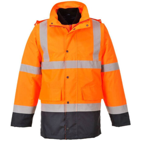 Parka Hi-vis Bicolore Contrastée Trafic 4 En 1 Couleur : Orange/marine Taille S - Portwest