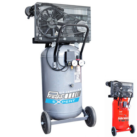 Prodif – Compresseur vertical à courroie 100L 1003MVLC – 3CV – Bi-cylindres sur roues – Filtre à air haute performance – Sortie directe en façade