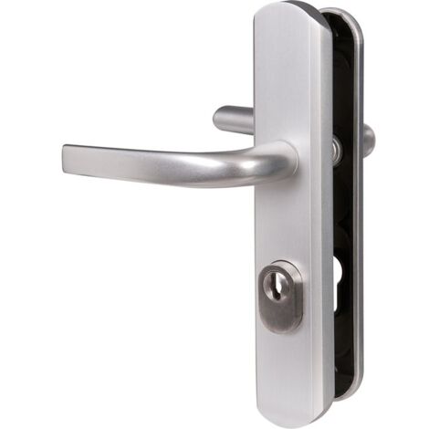 Vachette – Poignée de porte d'entrée blindée – Entraxe 195 mm – Finition gris argent – Béquille double pour sécurité renforcée