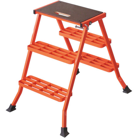 Marchepied pliant acier 90 cm – Léger et repliable – Marches caillebotis antidérapantes – Peinture époxy – FSC – Conforme à la norme EN132 (1/5)