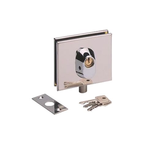 Serrure monopoint en applique NM60411000 – Inox poli pour porte en verre – Pêne monobloc anticorrosion – Épaisseur 10 mm – Metalux Sas