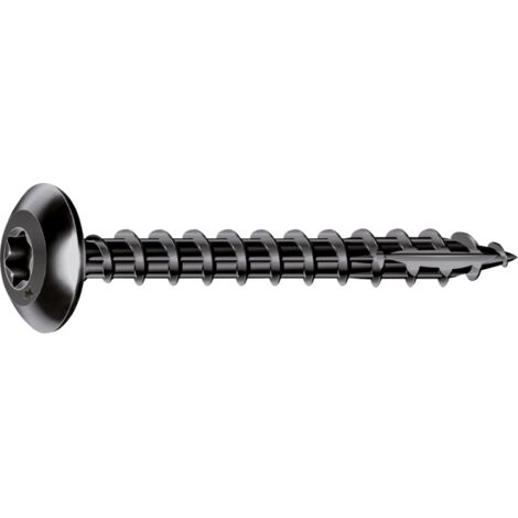 Rocket – Vis penture tête cylindrique Torx filetage partiel acier zingué noir – 6 x 40 mm – Boîte de 200 vis pour volets et portails en bois