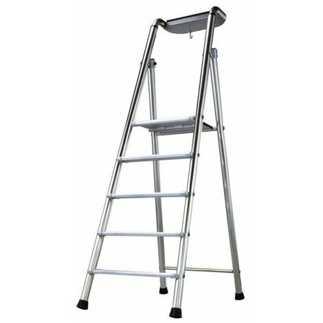 Tubesca Comabi – Escabeau aluminium Probat 4 à 12 marches – Plateforme 390x382mm – Charge max 150kg – Norme EN 131 – Système antidérapant (1/10)
