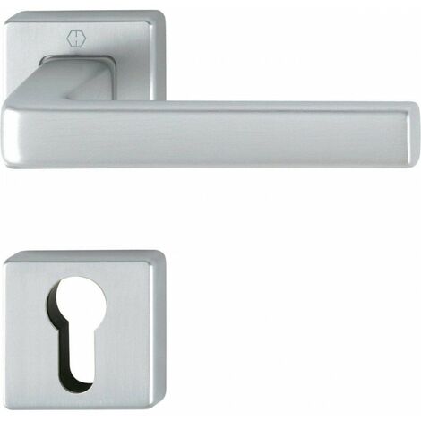 Poignée Dublin Clé I Alu Satiné Design élégant, Sécurité Standard, Aluminium Satiné - Hoppe (1/2)