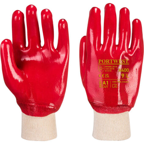 Pvc Poignet Tricot Couleur : Rouge Taille M - Portwest (1/5)
