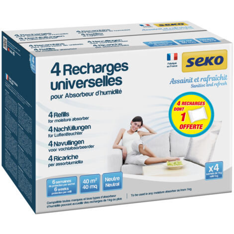Recharges Universelles Pour Absorbeur Humidité Neutres 4dont 1 Offerte (1/2)