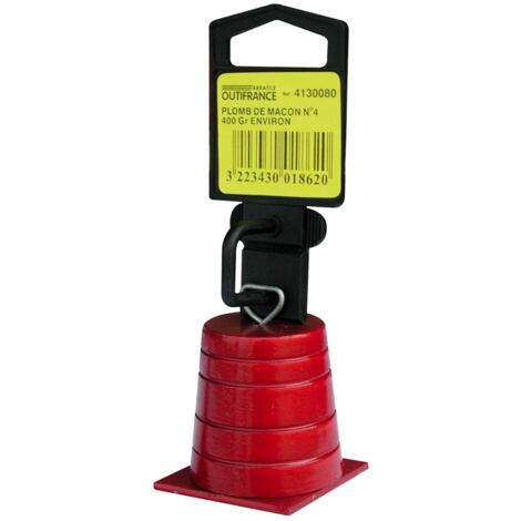Outifrance – Plomb de maçon n°4 400 g – Fonte tournée – Précision optimale pour alignement murs – Équipé d'une platine