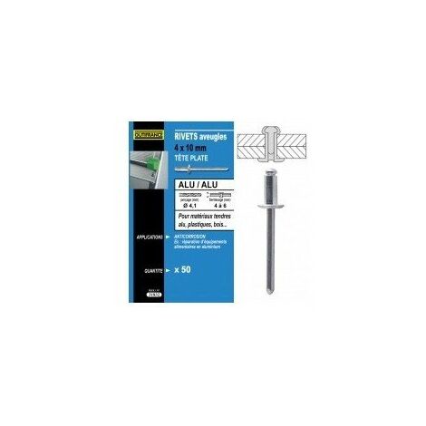 TECHMAN 50 rivets alu / alu à tête plate Ø 4 x 12 mm (1/3)