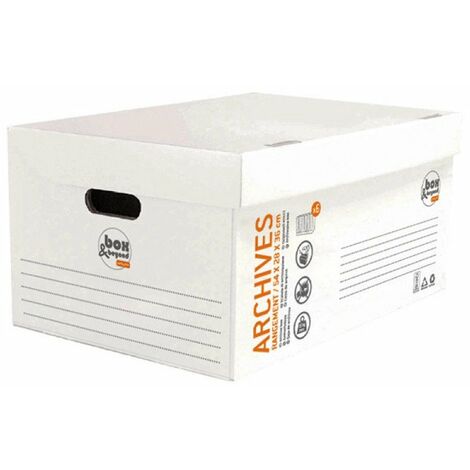 Caisse d'archives en carton double cannelure 33x25x26 cm – Zone d'identification claire – Poignées ergonomiques pour transport facile – Equipstore (1/2)
