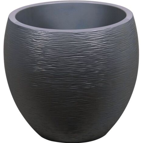EDA – Pot rond Ø 50 cm en plastique recyclable – Contenance 46L – Résistant gel et UV – Double paroi avec zone de rétention d'eau (1/10)