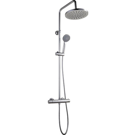 Edouard Rousseau – Colonne de douche mécanique avec robinetterie thermostatique – Finition chromée – Tête orientable Ø 250 mm – Douchette 1 jet pluie (1/4)
