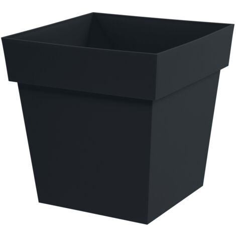 EDA – Pot de fleur carré Toscane 39 x 39 cm – Anthracite – Polypropylène résistant aux UV et gel – Contenance 38 L – Fabrication française