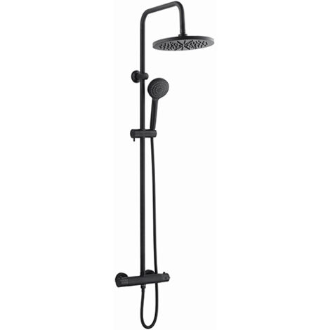 Edouard Rousseau – Colonne de douche thermostatique – Robinetterie thermostatique – Tête de douche orientable Ø 250 mm – Douchette jet pluie Ø 97 mm – Flexible inox 1,5m (1/5)