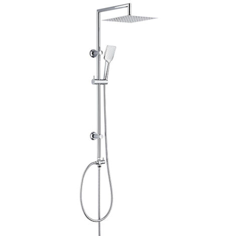 Edouard Rousseau – Colonne de douche thermostatique carrée 20x20 cm en laiton et ABS chromé – Douchette multifonction – Installation murale simplifiée