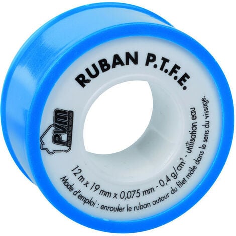 Ruban PTFE téflon bleu - 12 m - 12 x 0,075 mm