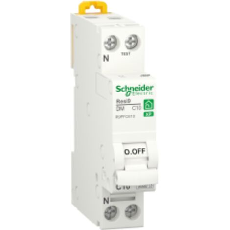 Schneider Electric – Disjoncteur unipolaire 10A – Courbe C – Tension 230V – Installation peignable et encliquetable – Position neutre à gauche (1/4)