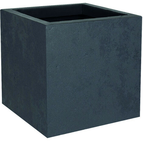 EDA – Pot de fleur carré basalt up gris 21 litres – Matériaux résistants – Adapté pour intérieur et extérieur – Pot à réserve d'eau