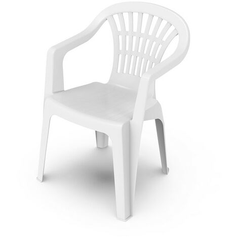 Progarden – Fauteuil de jardin empilable blanc 56x54x80cm – Résine durable – Dossier bas pour confort optimal – Usage intérieur et extérieur (1/3)