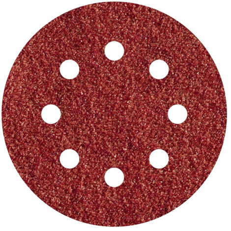 Pack De 5 Feuilles Abrasives Adhesives, Corindon, Grain 120, Perforées ø125mm 2251000 Wolfcraft (1/3)