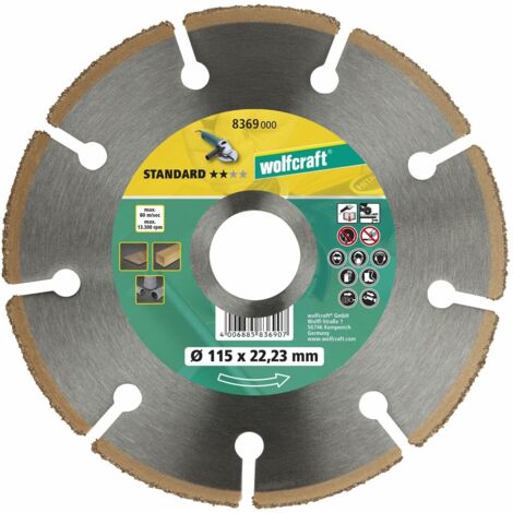 Wolfcraft – Disque à tronçonner 115mm – Bord segmenté – Revêtement carbure de tungstène – Pour stratifié et parquet – Épaisseur 0,12 cm (1/3)