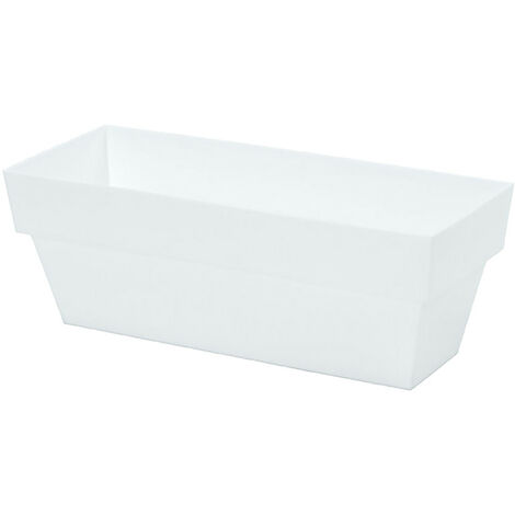 Jardinière en plastique blanc 10x25cm – Résistante aux intempéries – Avec trous de drainage pour petites plantes – Plastiken (1/3)