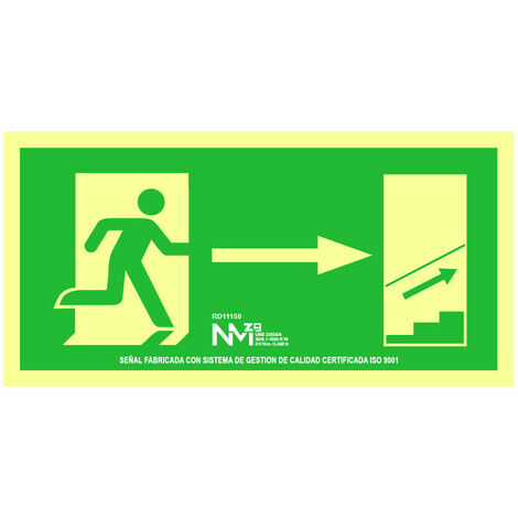 Enseigne évacuation Escalier Pvc Signalétique évacuation Escalier Droit - Normaluz (1/3)