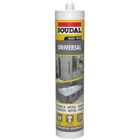 Soudal – Silicone universel noir 280ml – Mastic acétique élastique pour joints intérieurs et extérieurs – Non compatible avec supports synthétiques