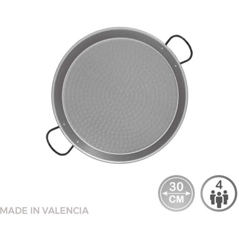 Poêle à paella traditionnelle en acier poli ø30cm (4 personnes). vaello