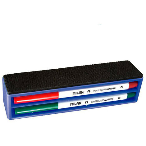 Blister effaceur magnétique – Lot de 4 feutres tableau blanc effaçables à sec – Encre à base d'alcool – Pointe ronde Ø3,7 mm – Milan